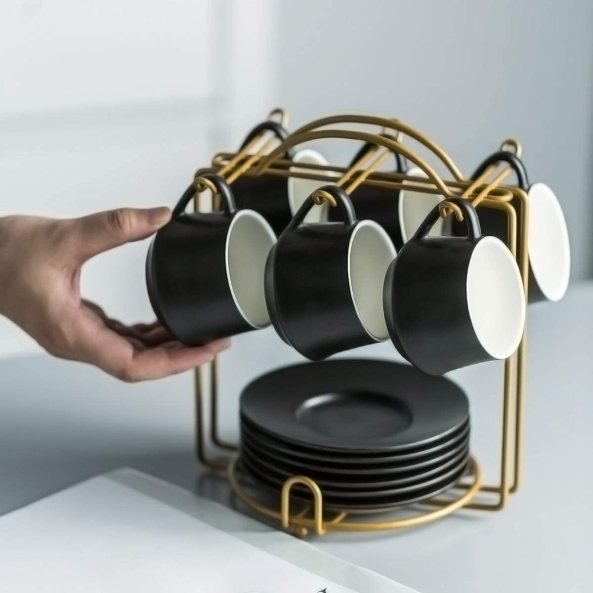 Coffee Espresso Cups and Cup Holder