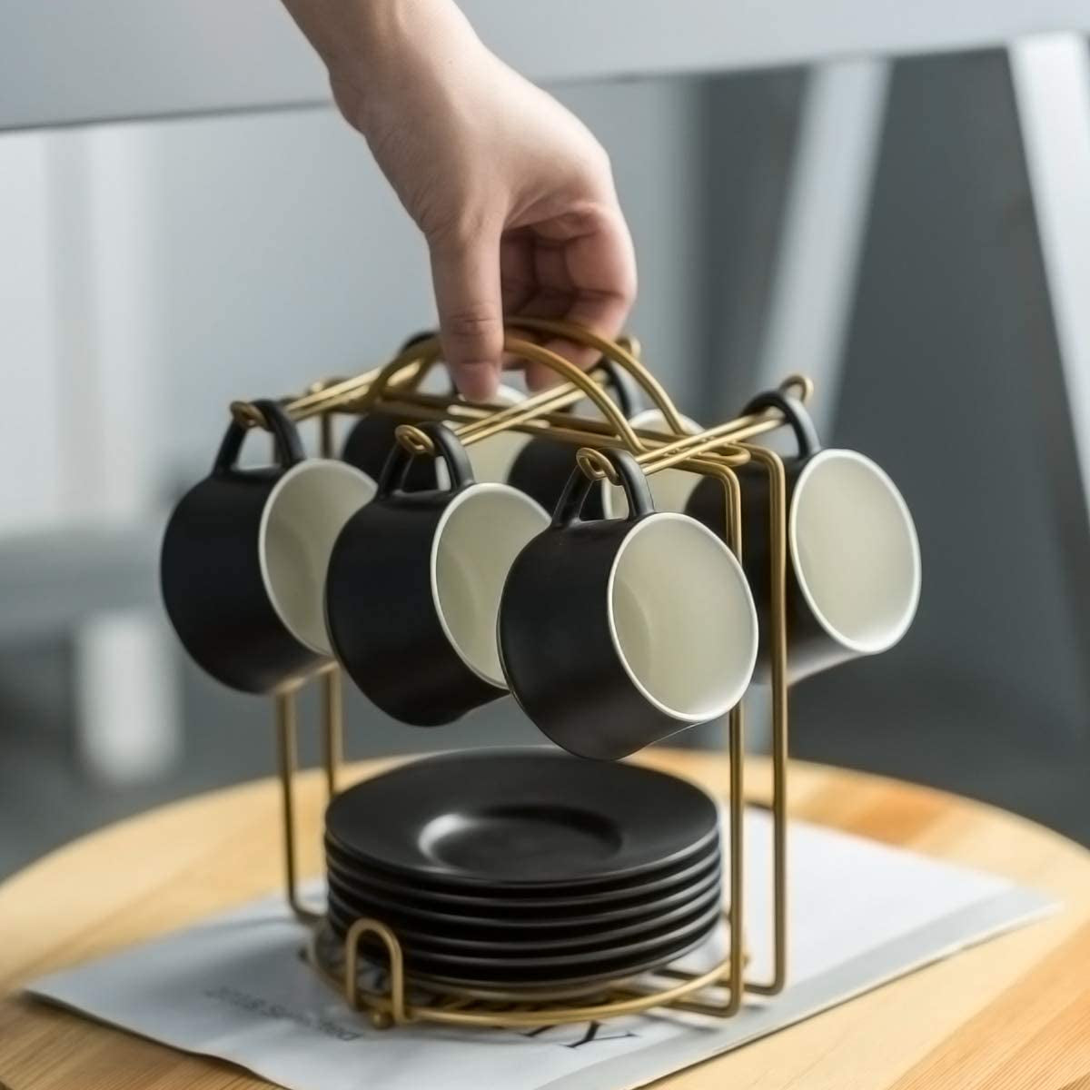 Coffee Espresso Cups and Cup Holder